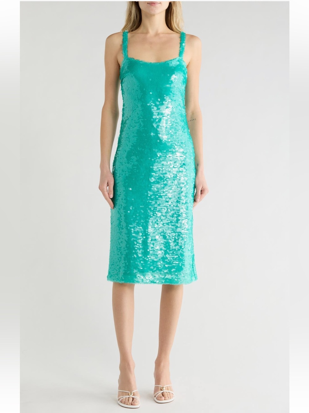 L'AGENCE Gabin Sequin Midi Dress bright jade teal turquoise size 10 NWT